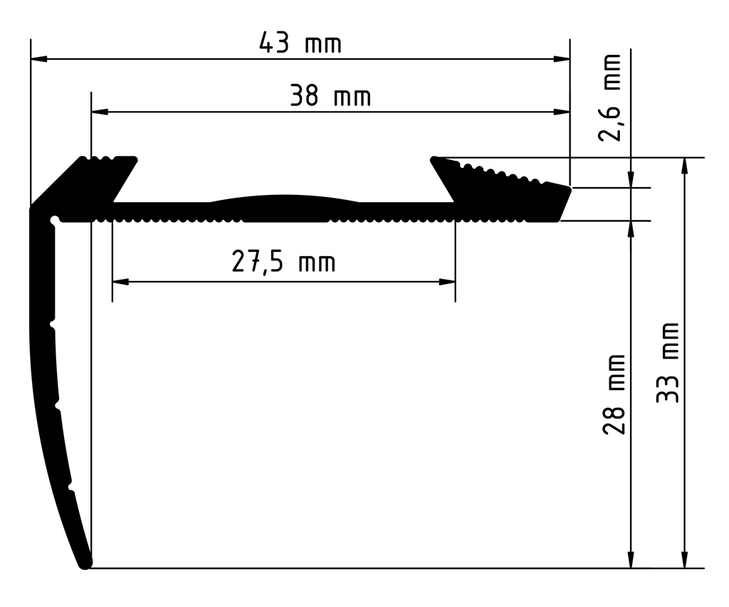 Co-pro trapprofiel zilver zonder inlay - Afbeelding 2