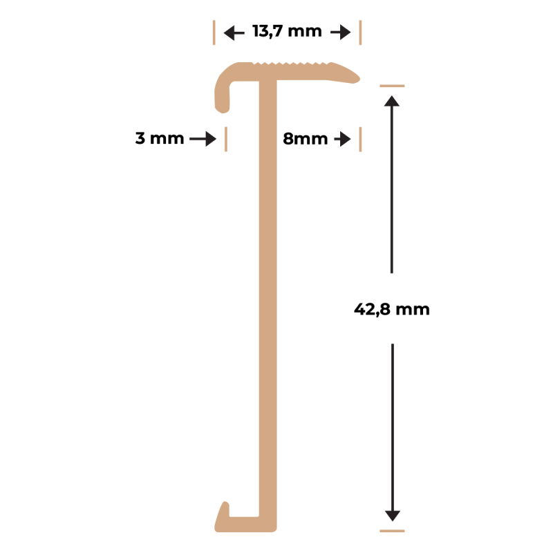 Trapneusprofiel PVC zilver 14x43mm 3m - Afbeelding 3
