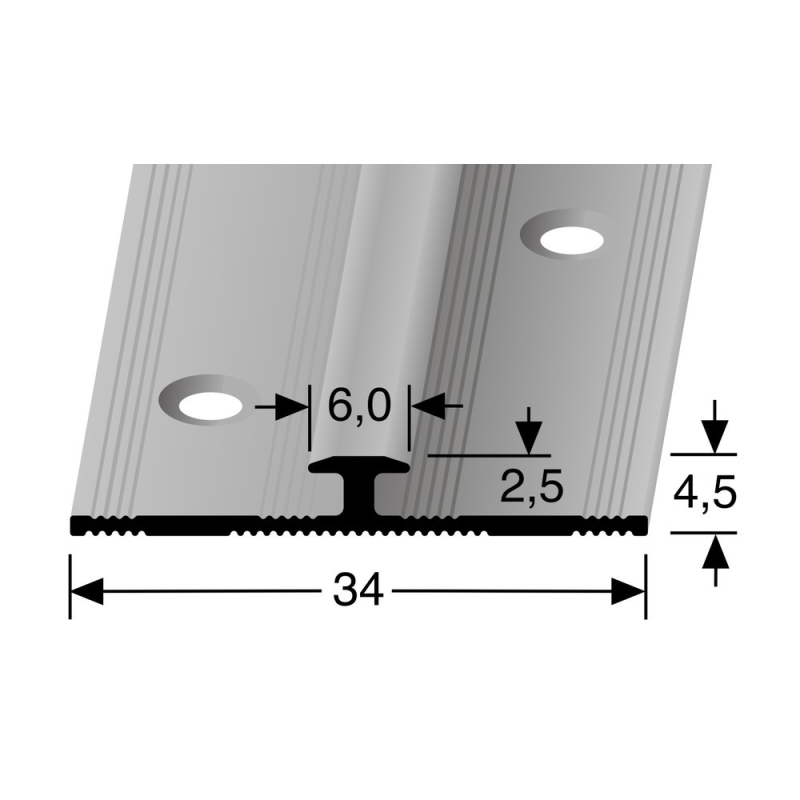 Aansluitprofiel 6mm tbv 2,5mm PVC RVS - Afbeelding 2