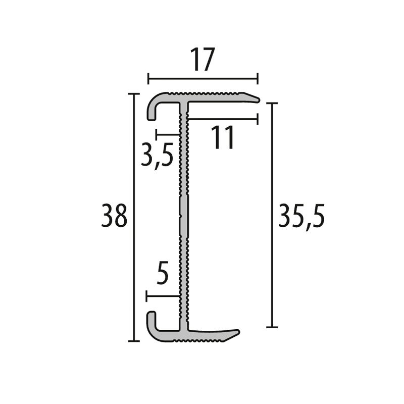 2delig verstelb trapneusprof 844WS zwart gepoeder - Afbeelding 2