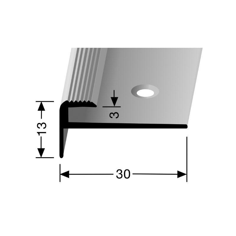 Trapneusprofiel 809 tbv 2-3mm PVC 30x13mm zilver - Afbeelding 2