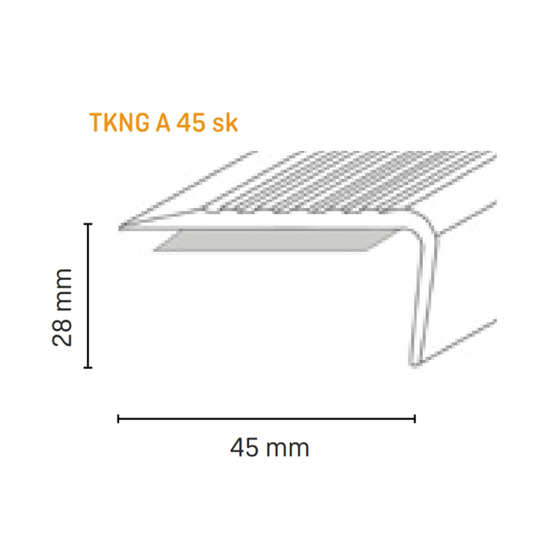 Trapkant kunststof TKNG A45 ZK zwart/lichtgr 0110 - Afbeelding 2